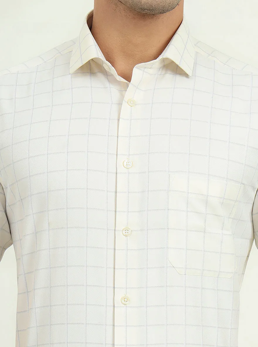 Off-White & Grey Checked Regular Fit Formal Shirt | Greenfire