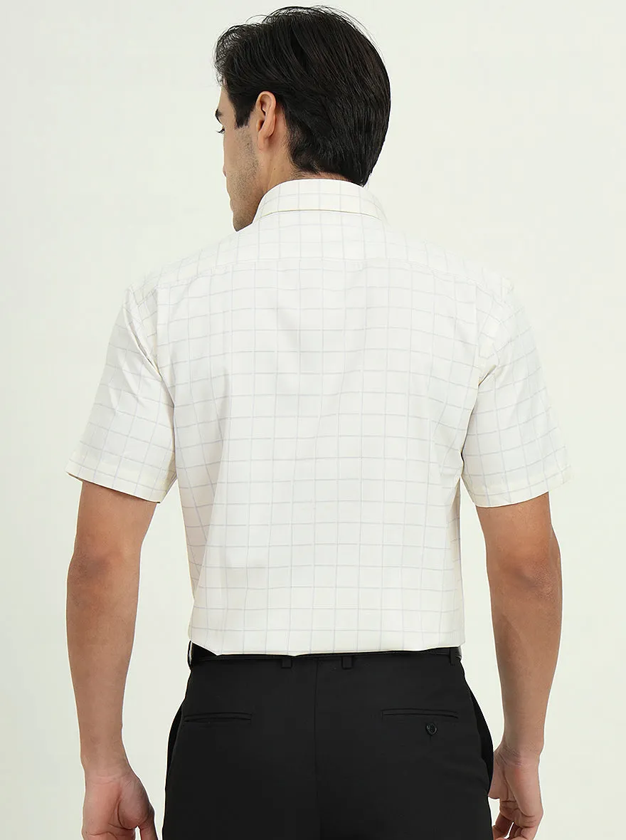 Off-White & Grey Checked Regular Fit Formal Shirt | Greenfire