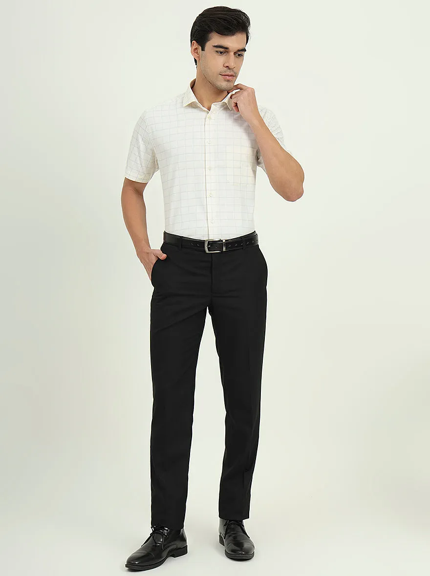 Off-White & Grey Checked Regular Fit Formal Shirt | Greenfire