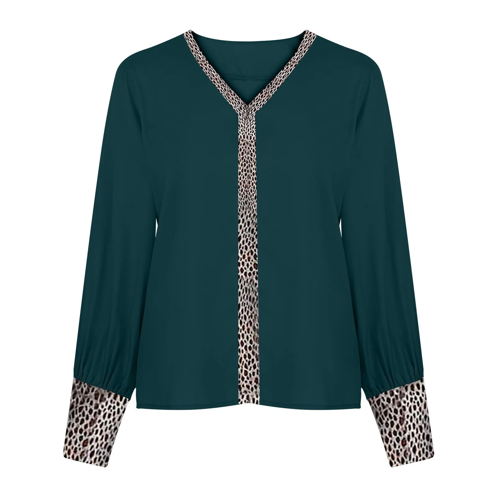 Office V-Neck Leopard Printed Shirts