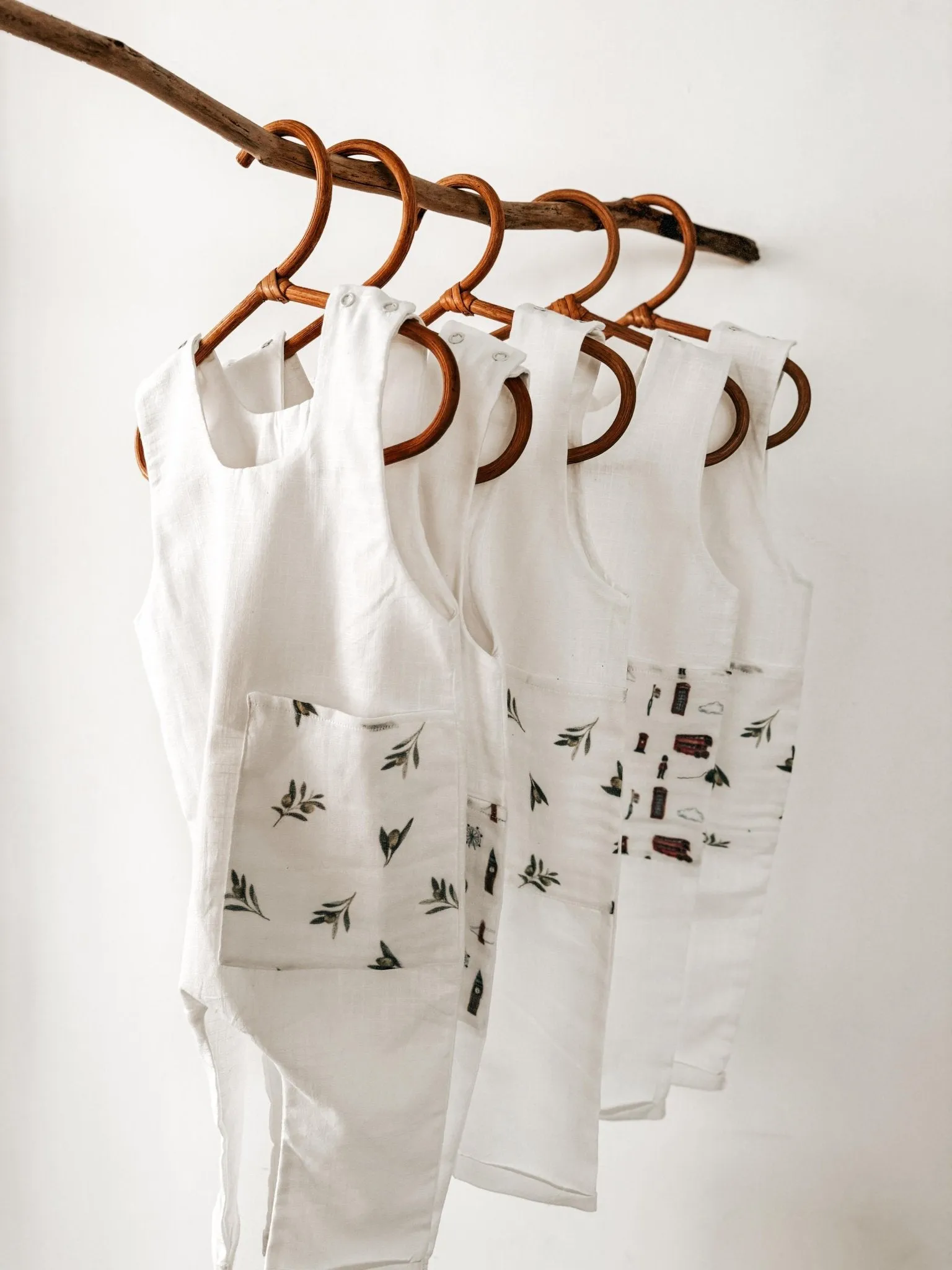 Olive Patch Pocket Romper Pure Linen