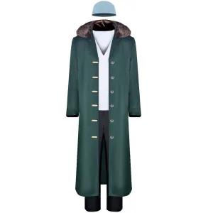 One Piece Kuzan Anime Character Green Coat Cosplay Costume Outfits Halloween Carnival Suit