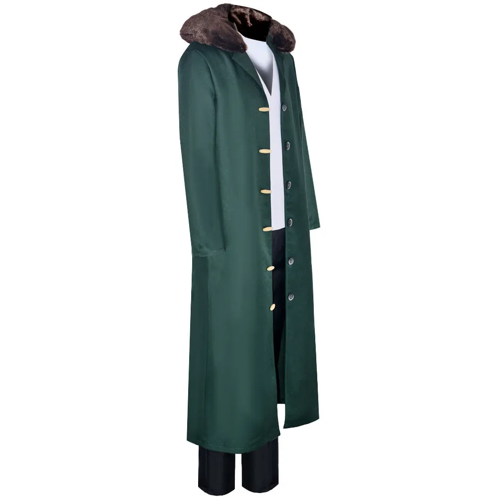 One Piece Kuzan Anime Character Green Coat Cosplay Costume Outfits Halloween Carnival Suit