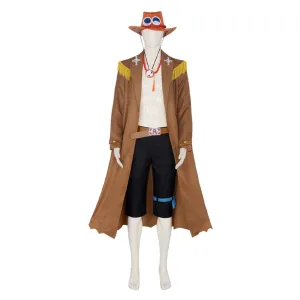 One Piece Portgas D. Ace Anime Character Brown Coat Cosplay Costume Outfits Halloween Carnival Suit