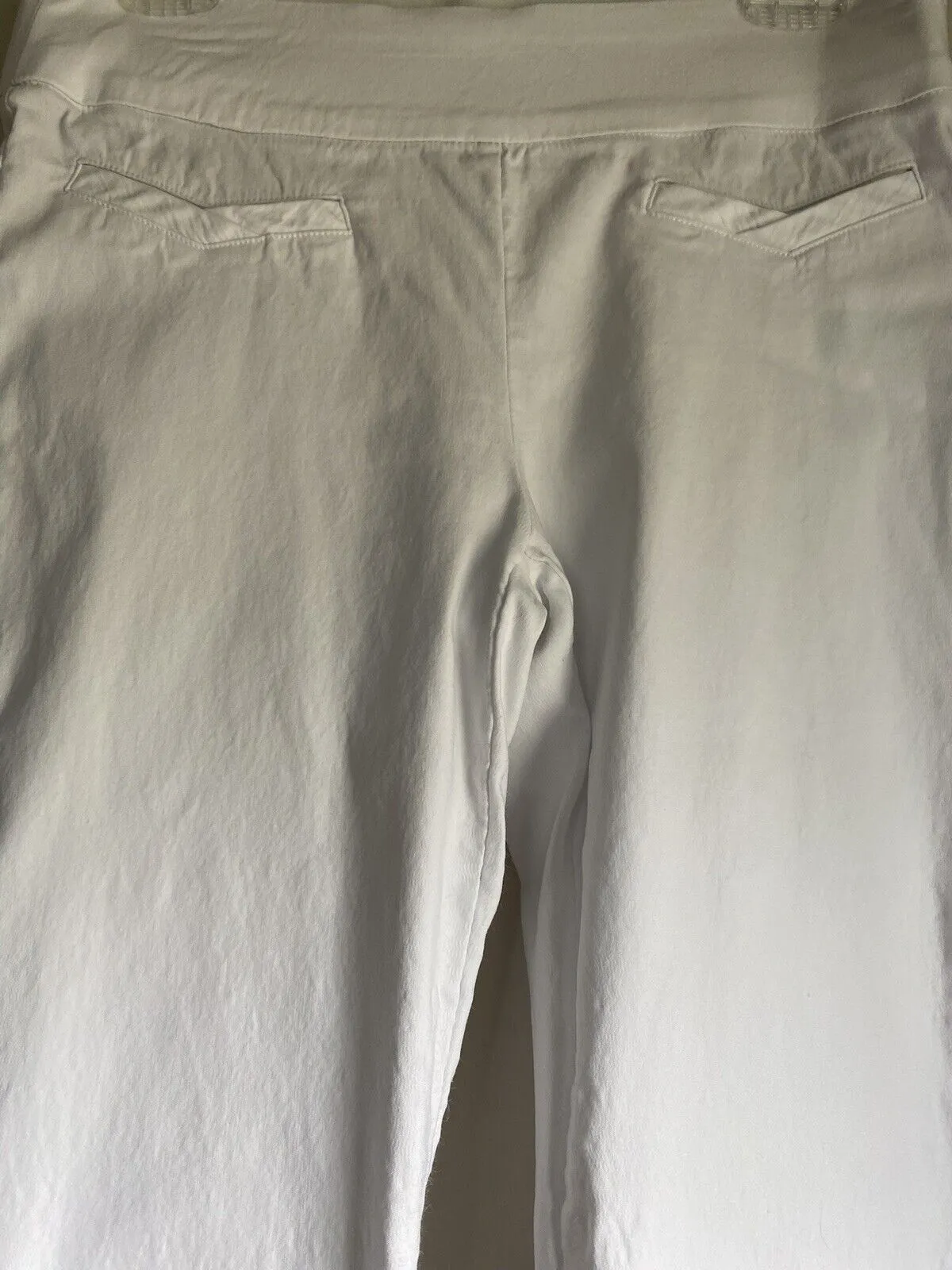 Ophelia Roe Pants White Size Small Pull up Slim Slacks Wide Elastic Waist