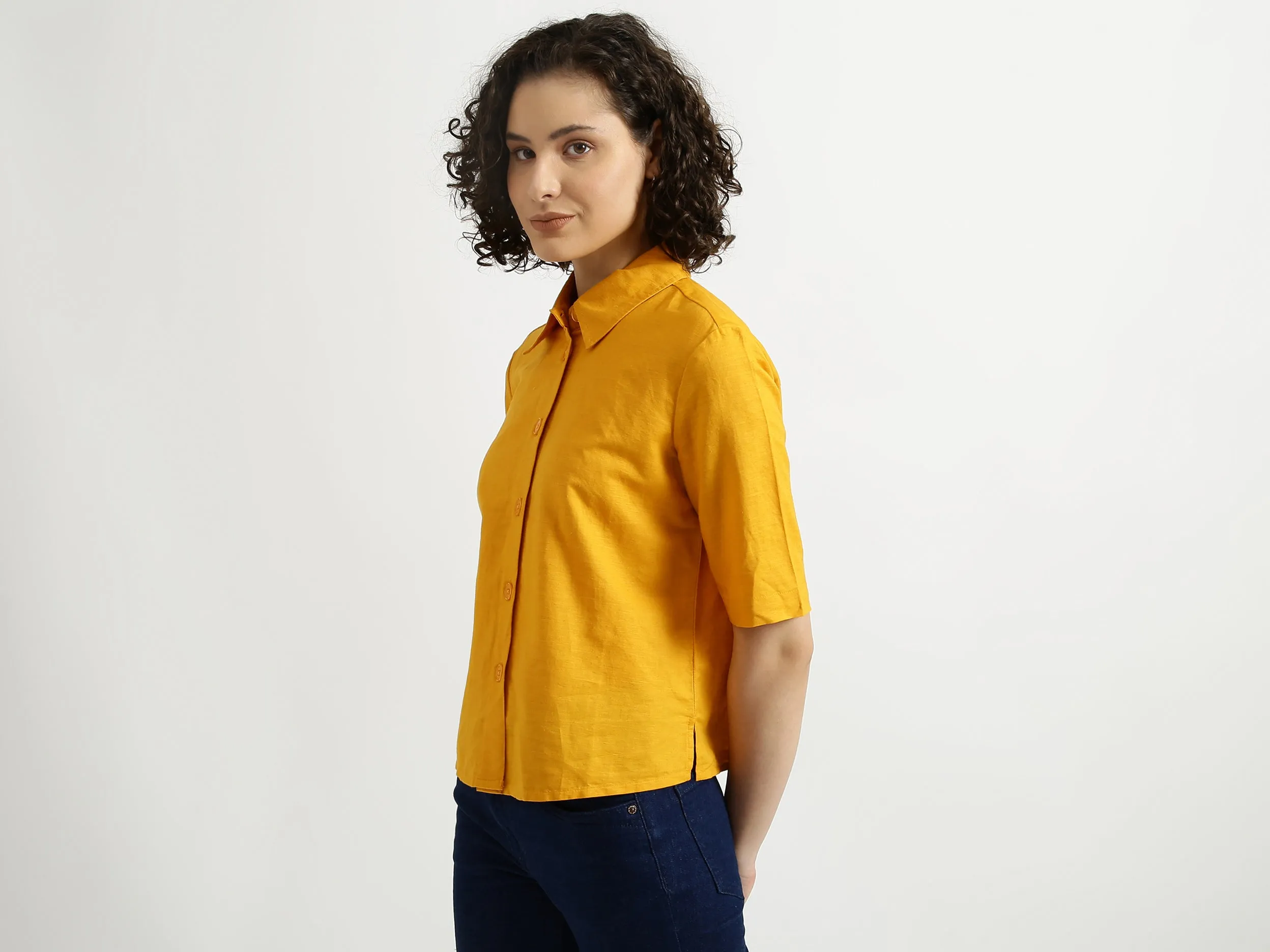 Orange Linen Shirt