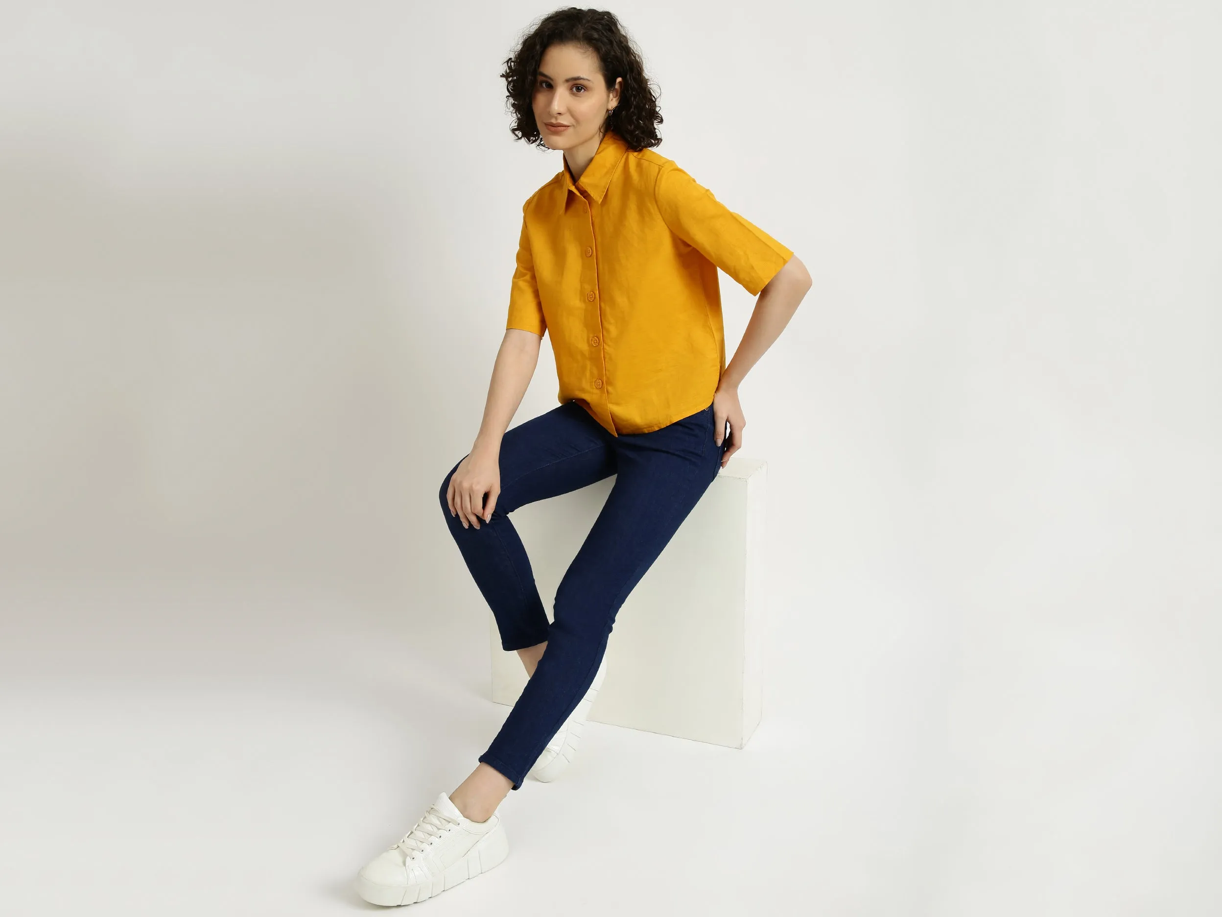 Orange Linen Shirt