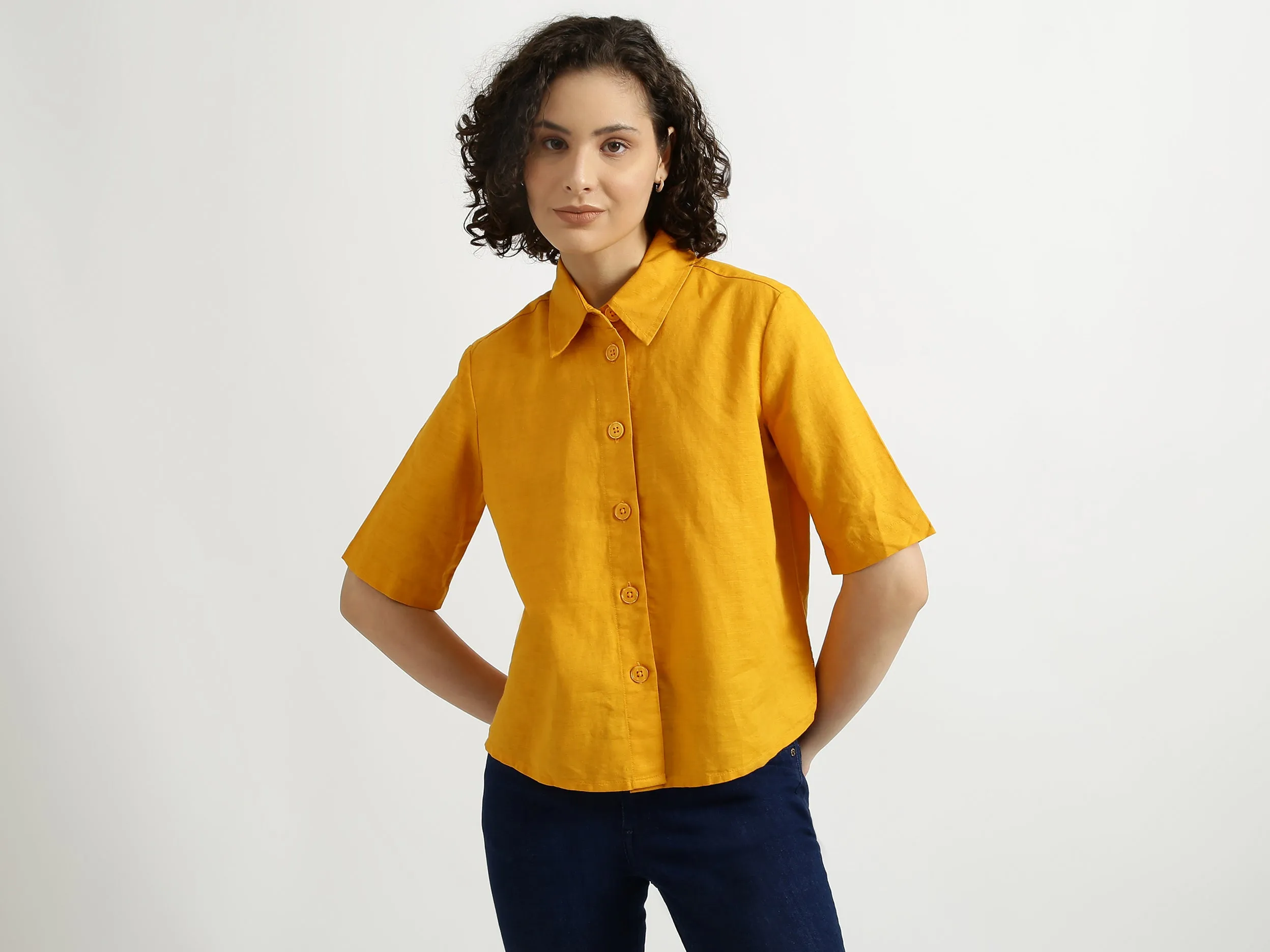 Orange Linen Shirt