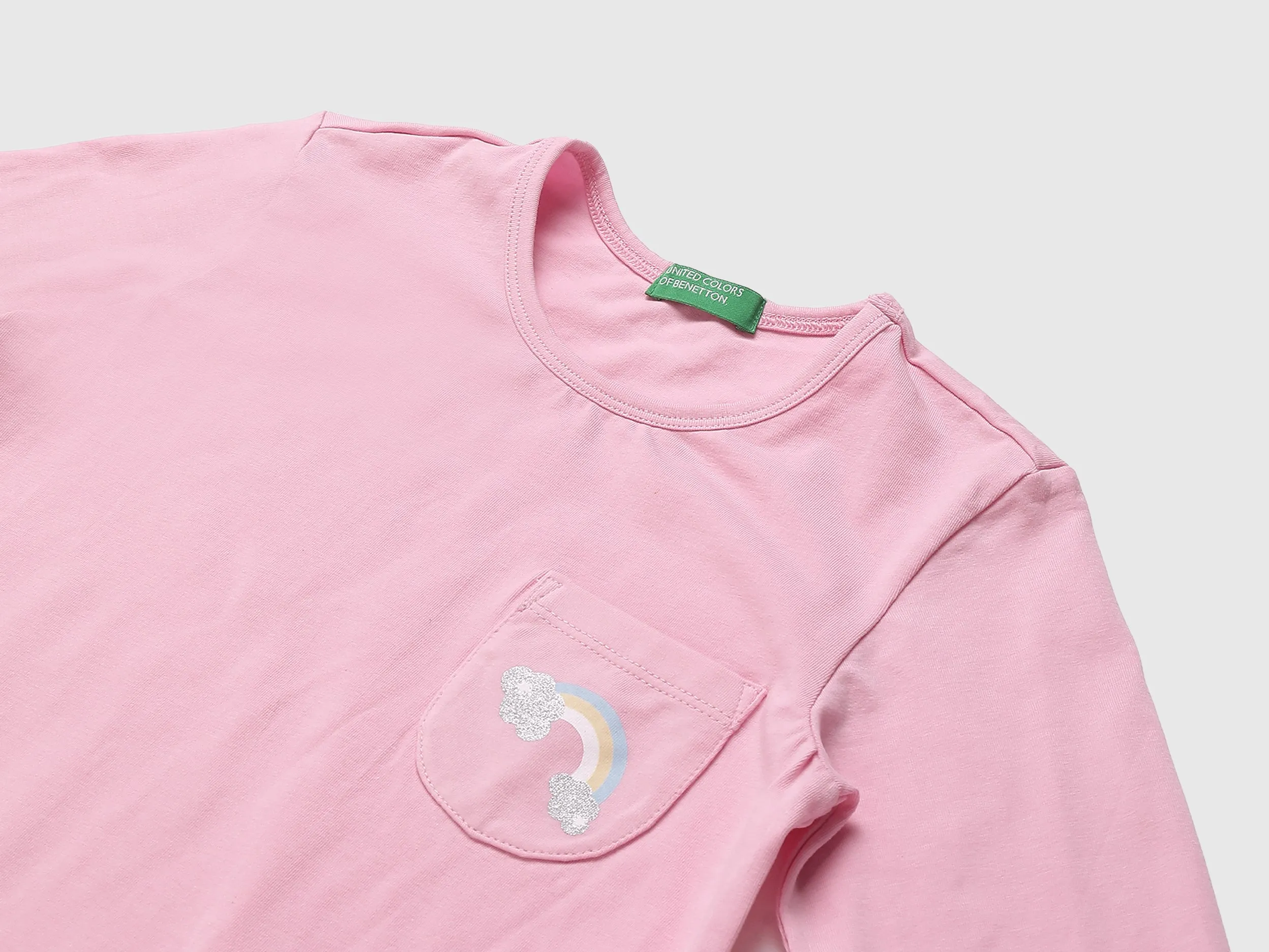 Pack of 2 Girls Printed & Solid Round Neck T-shirt