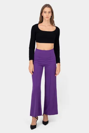 Pantalón Wide Leg Cintura Alta Costuras