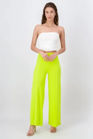 Pantalón Wide Leg Cintura Alta Costuras