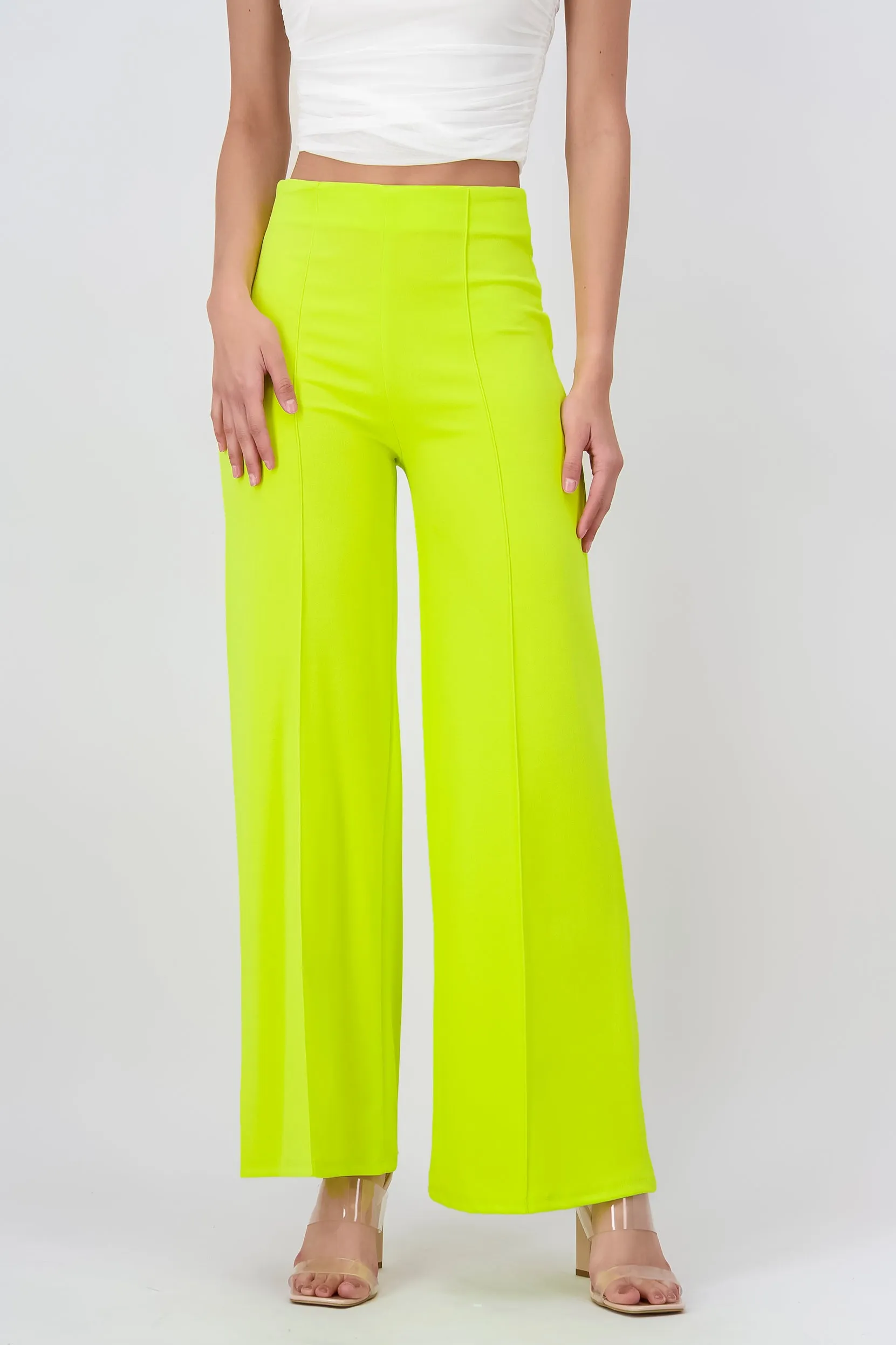 Pantalón Wide Leg Cintura Alta Costuras