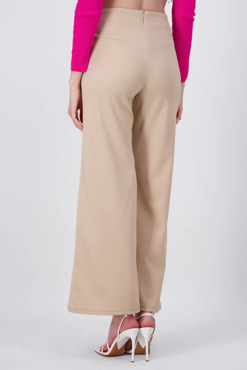 Pantalón Wide Leg Cintura Alta Costuras