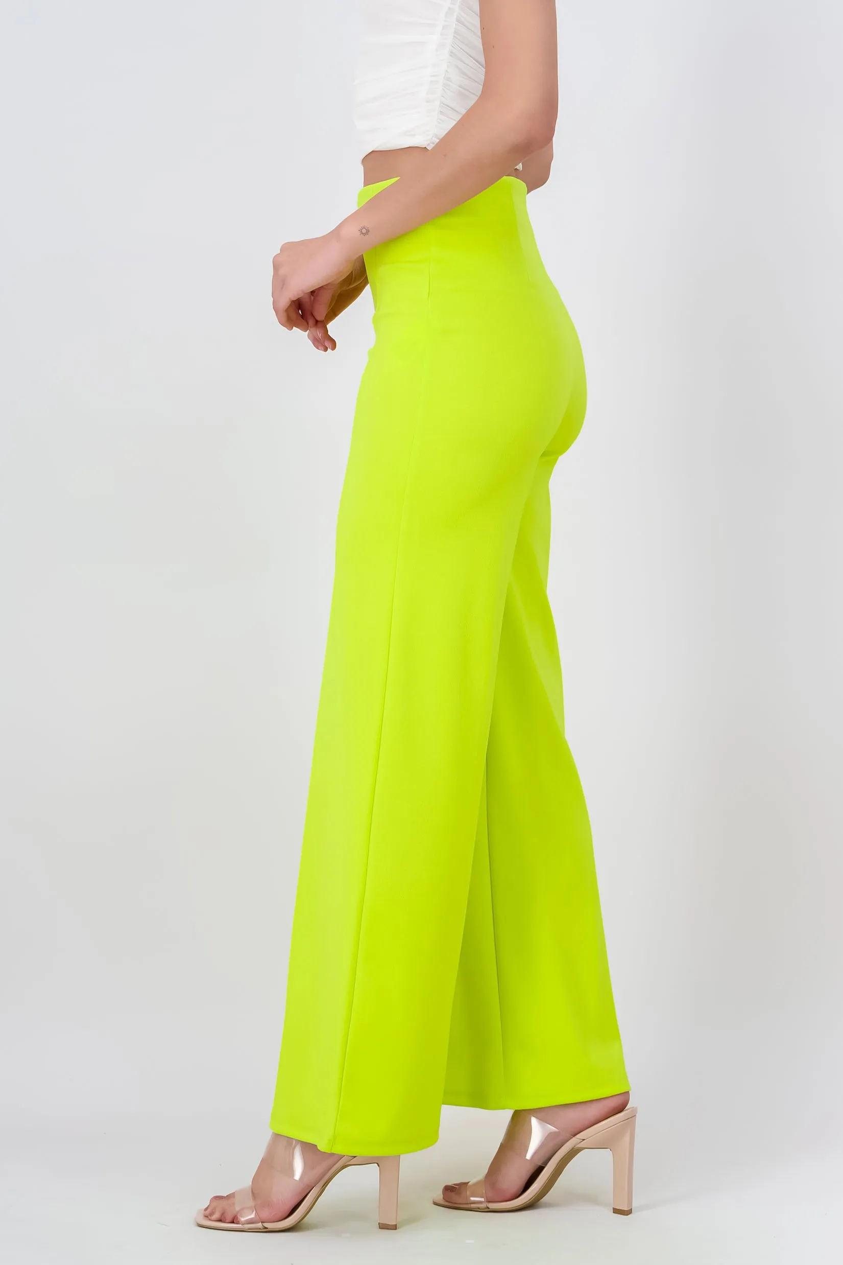 Pantalón Wide Leg Cintura Alta Costuras