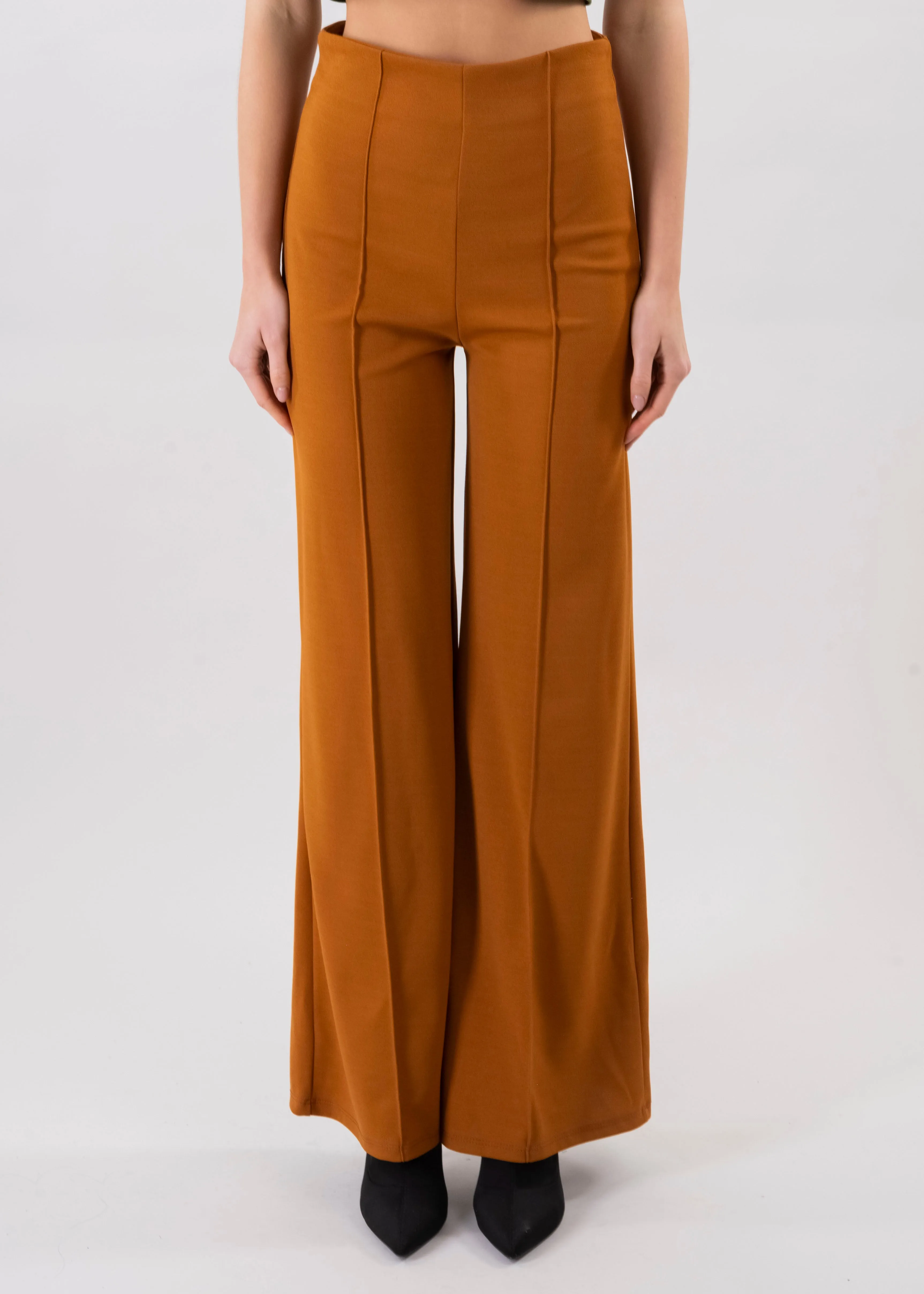 Pantalón Wide Leg Cintura Alta Costuras