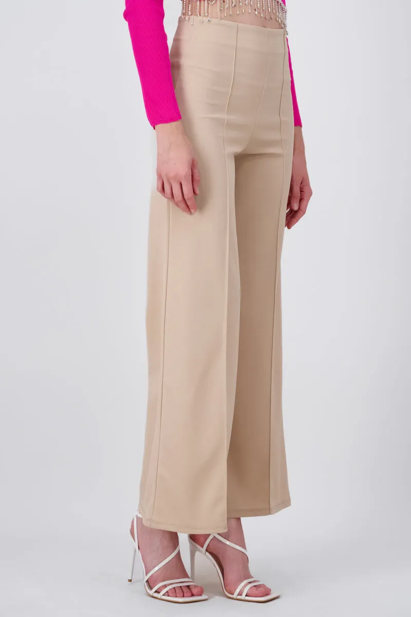 Pantalón Wide Leg Cintura Alta Costuras