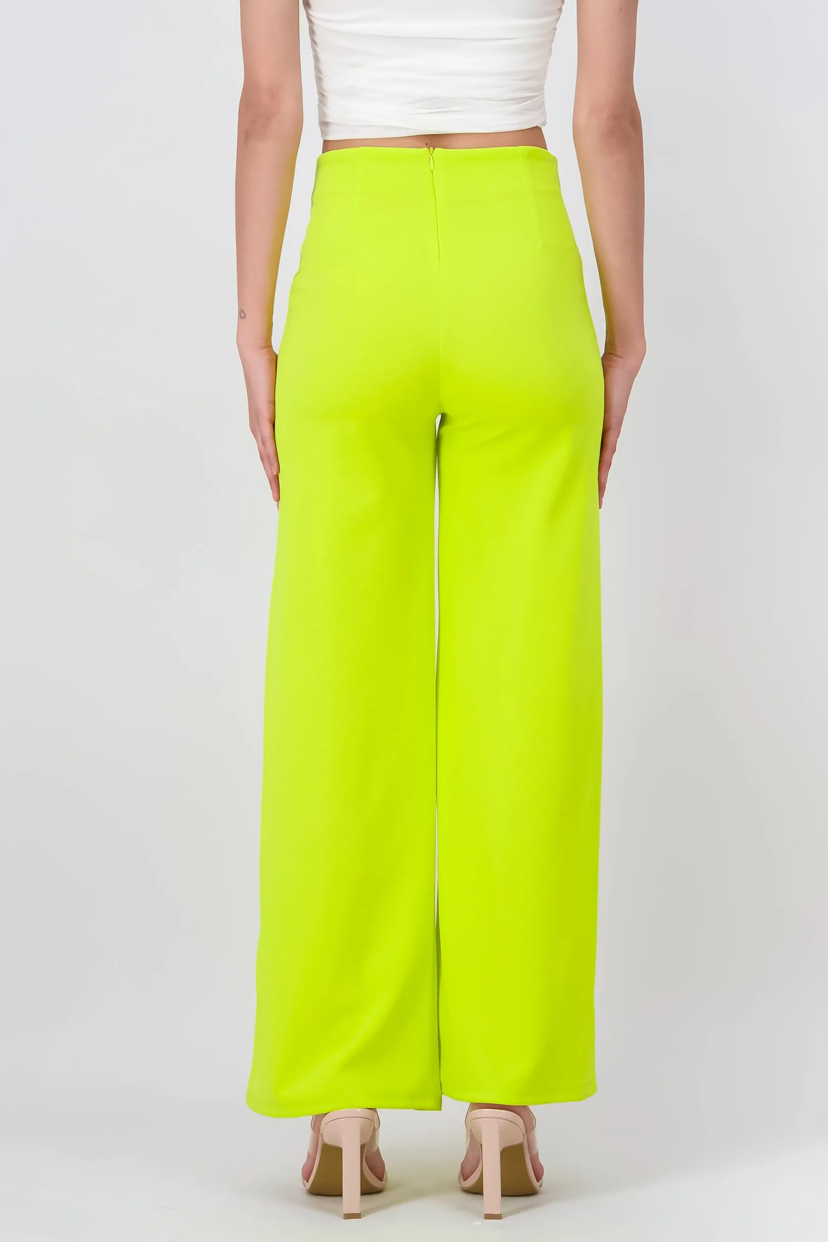 Pantalón Wide Leg Cintura Alta Costuras