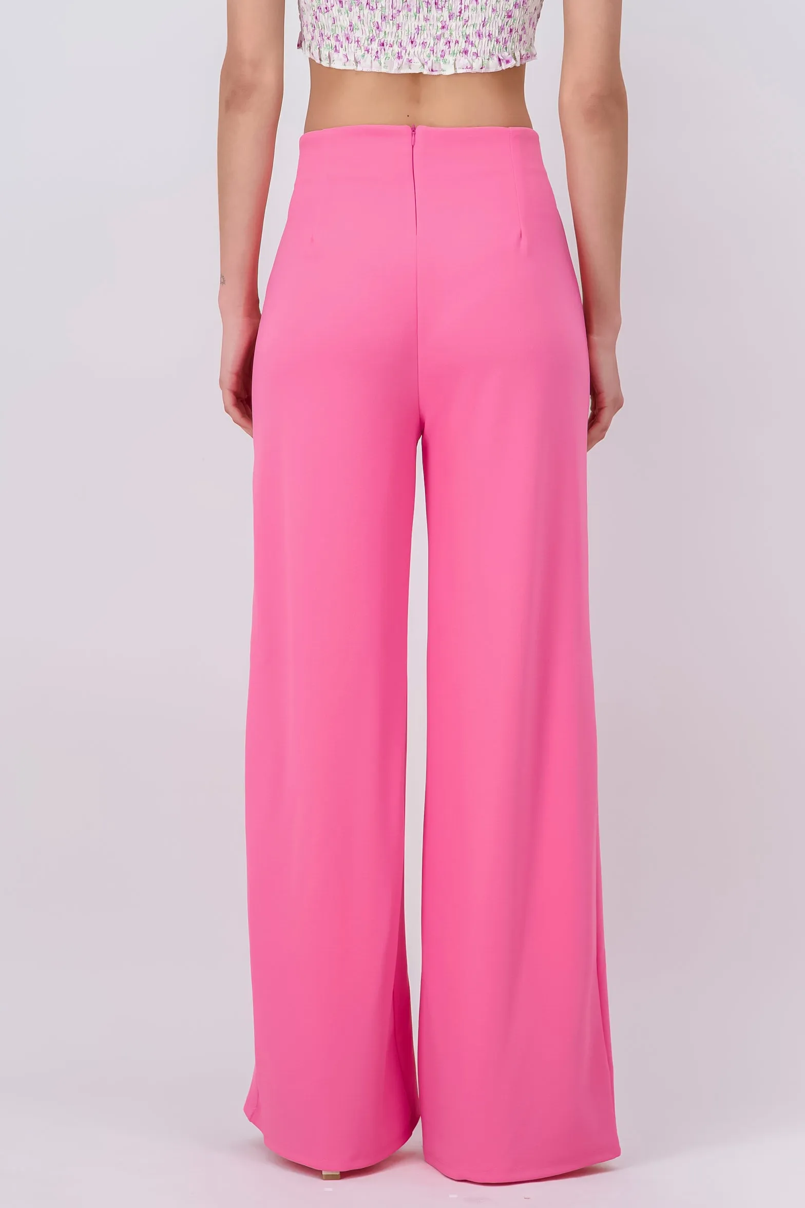 Pantalón Wide Leg Cintura Alta Costuras