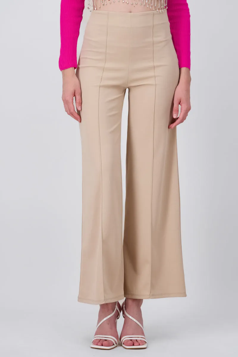 Pantalón Wide Leg Cintura Alta Costuras