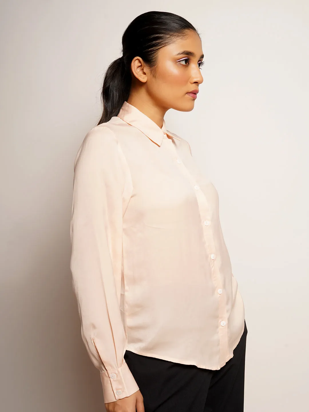 Peach Solid Basic Shirt