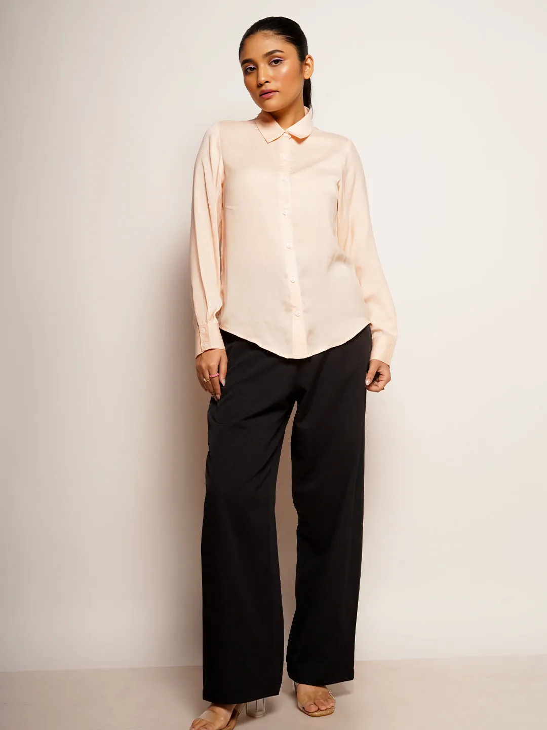 Peach Solid Basic Shirt