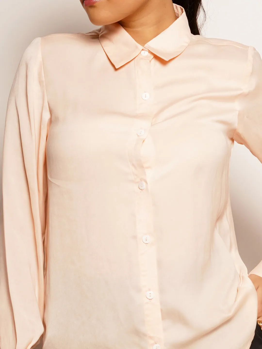 Peach Solid Basic Shirt