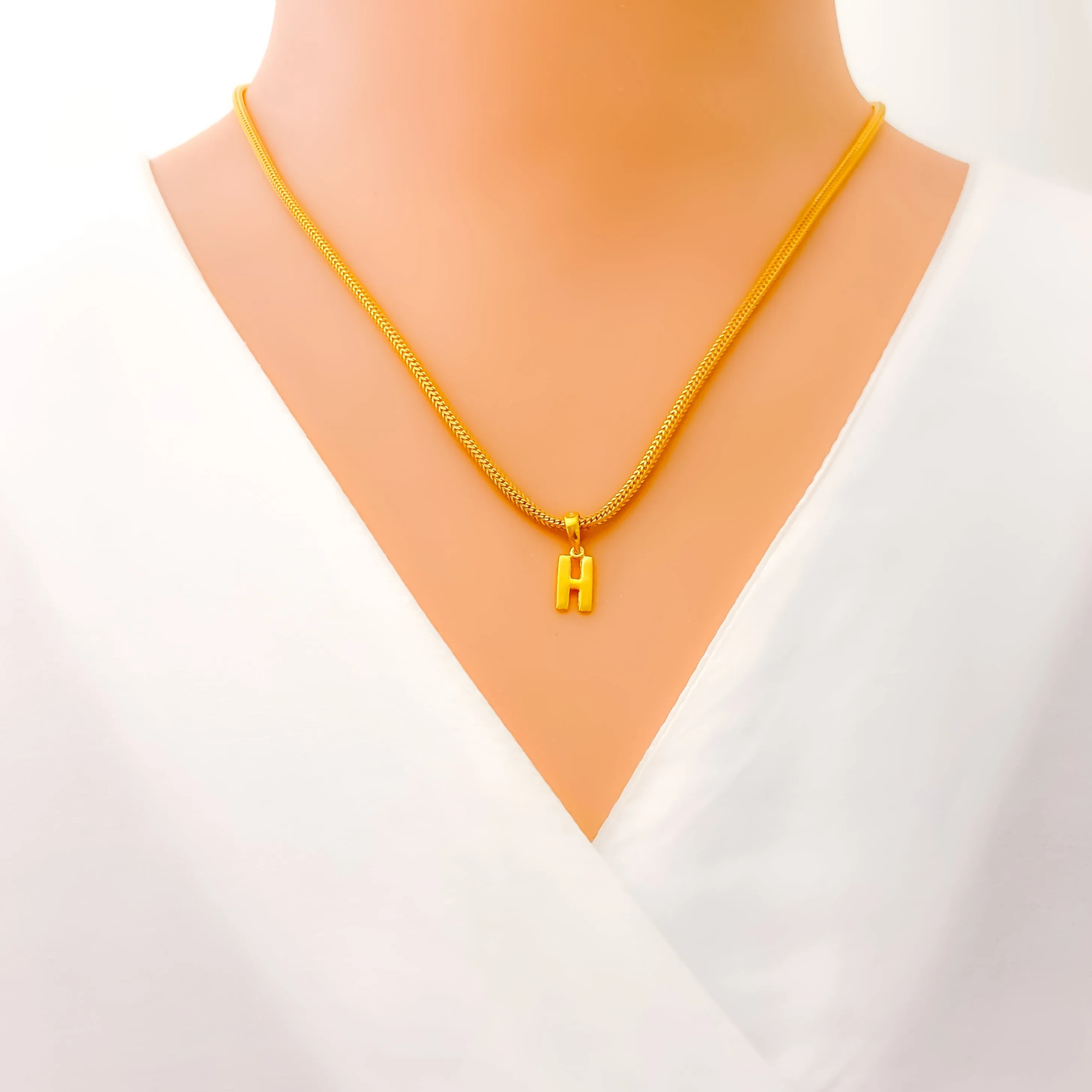 Petite H 22k Gold Letter Pendant