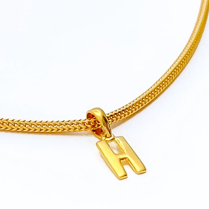Petite H 22k Gold Letter Pendant