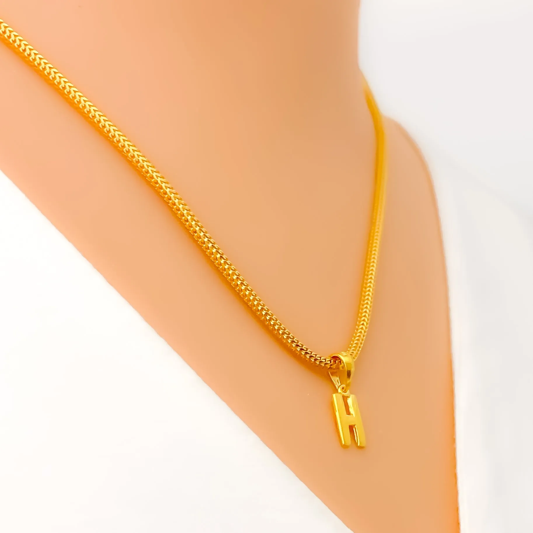 Petite H 22k Gold Letter Pendant