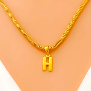 Petite H 22k Gold Letter Pendant