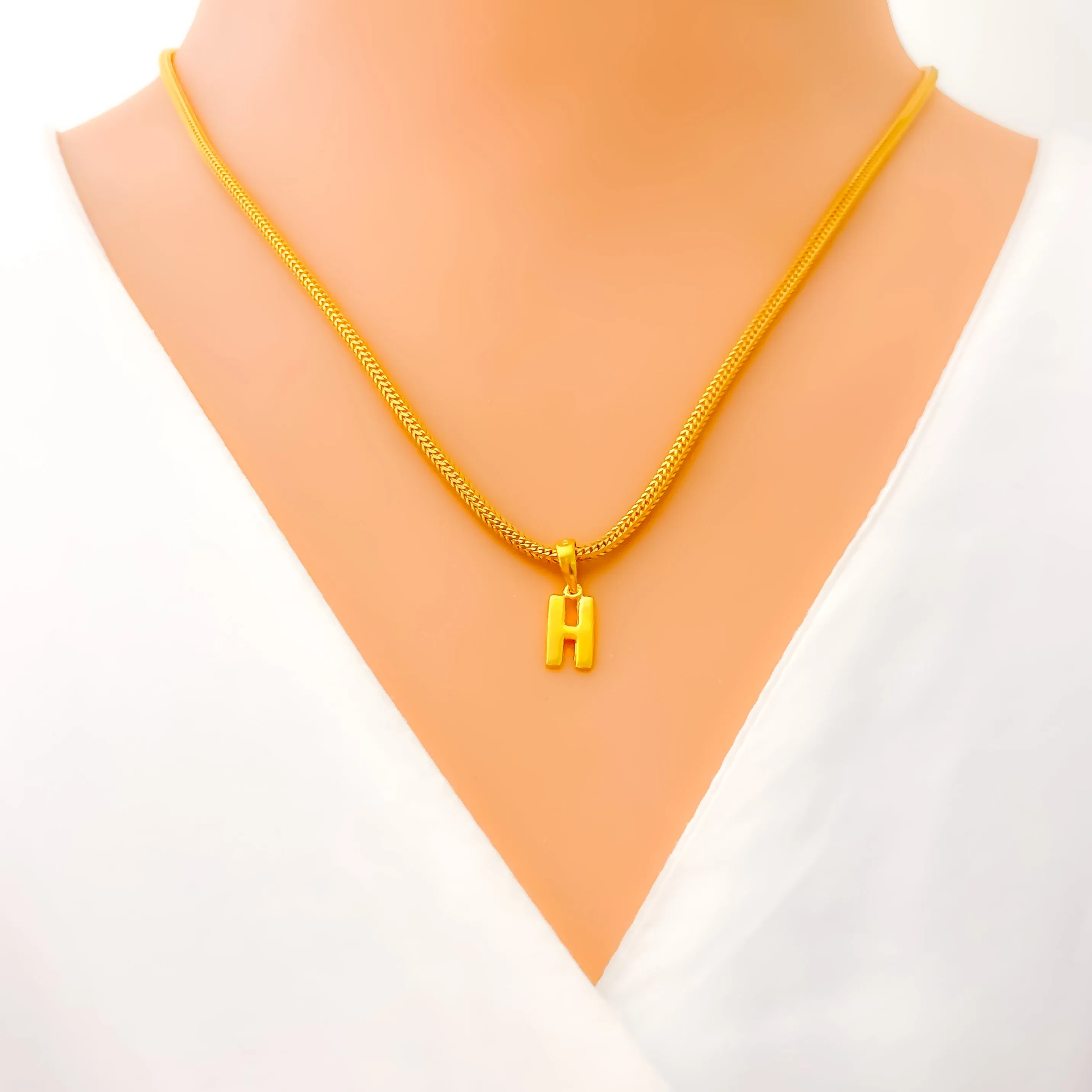 Petite H 22k Gold Letter Pendant