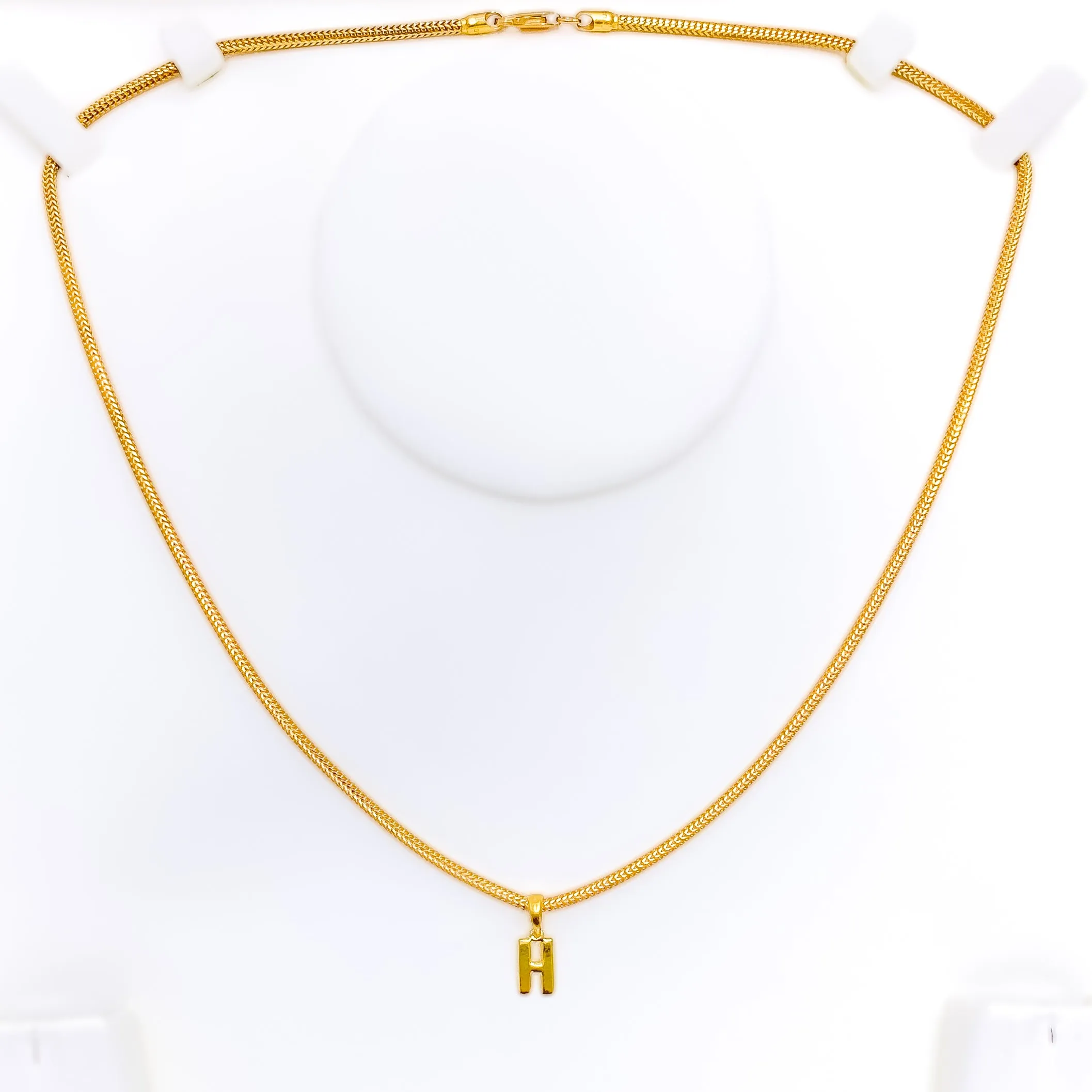 Petite H 22k Gold Letter Pendant