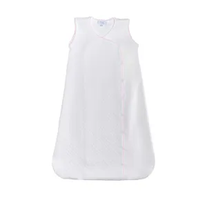 Pima Cotton Basket Weave Baby Sack White / Pink