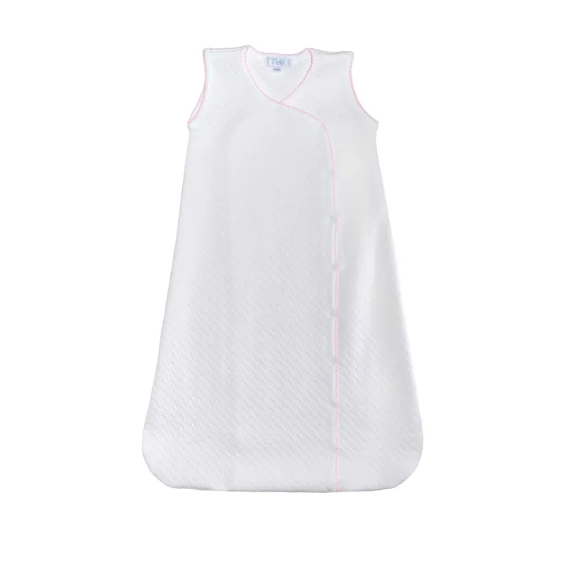 Pima Cotton Basket Weave Baby Sack White / Pink