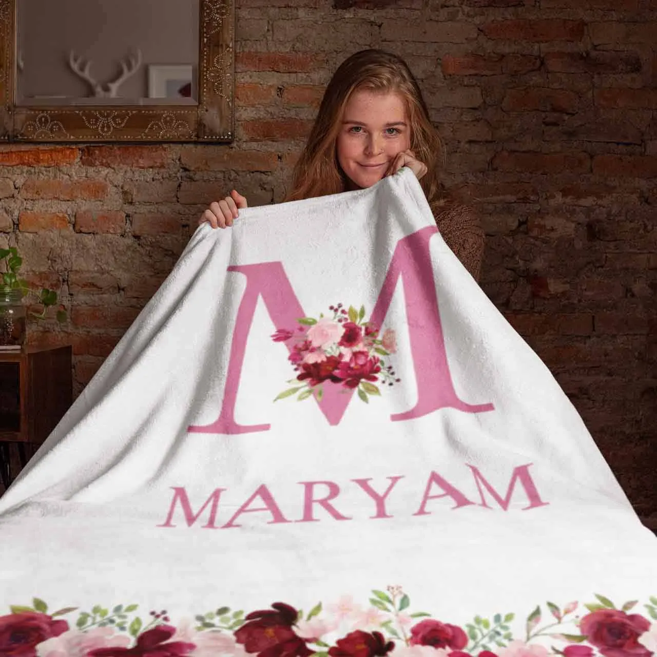 Pink and white Flower Themed Personalised Cot Set