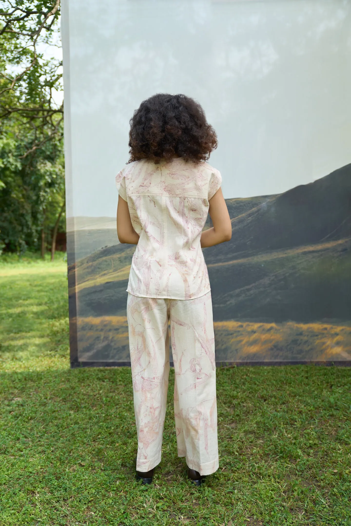 Pink Foliage Top & Pants Set