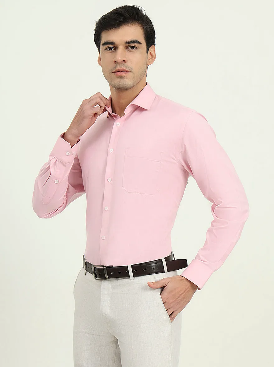 Pink Solid Regular Fit Formal Shirt | Greenfire