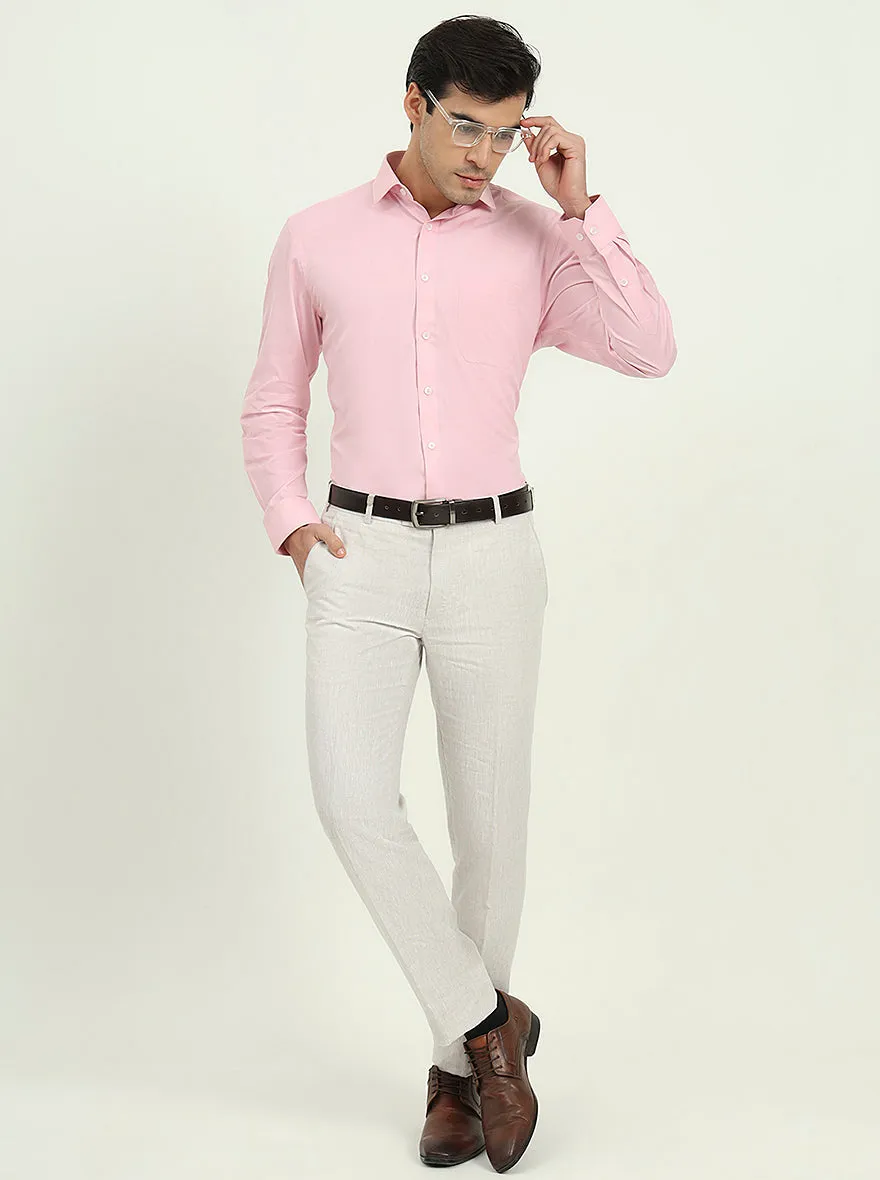 Pink Solid Regular Fit Formal Shirt | Greenfire