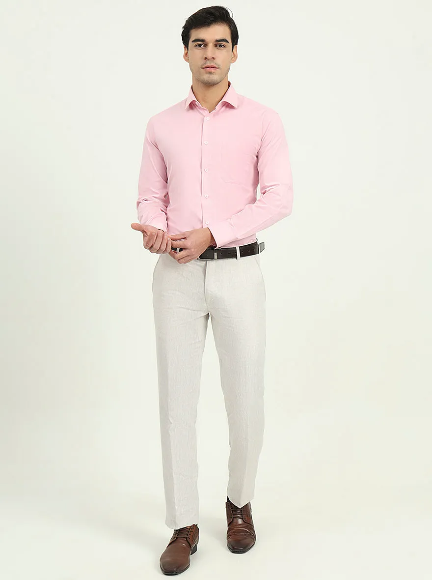 Pink Solid Regular Fit Formal Shirt | Greenfire