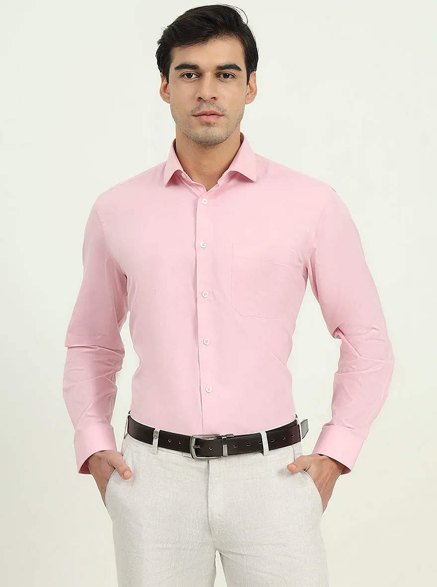 Pink Solid Regular Fit Formal Shirt | Greenfire