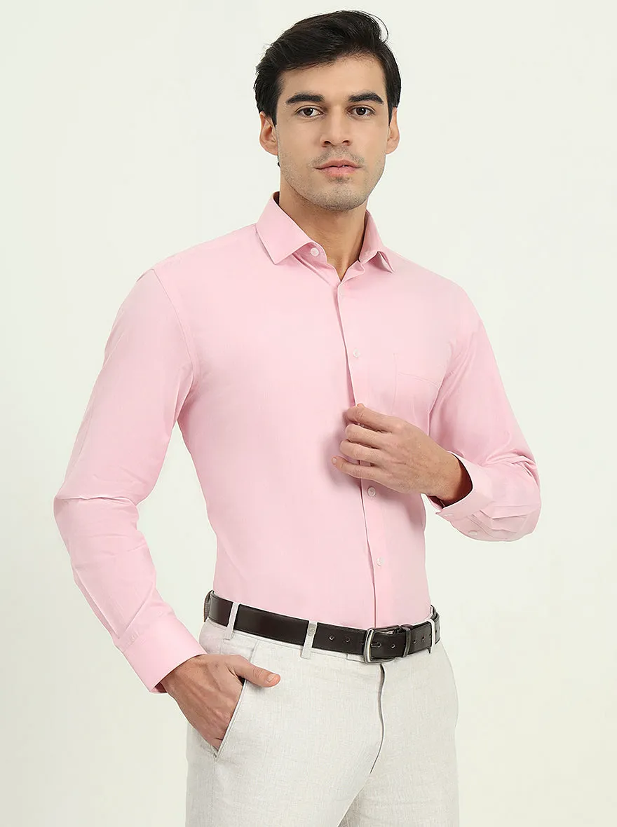 Pink Solid Regular Fit Formal Shirt | Greenfire