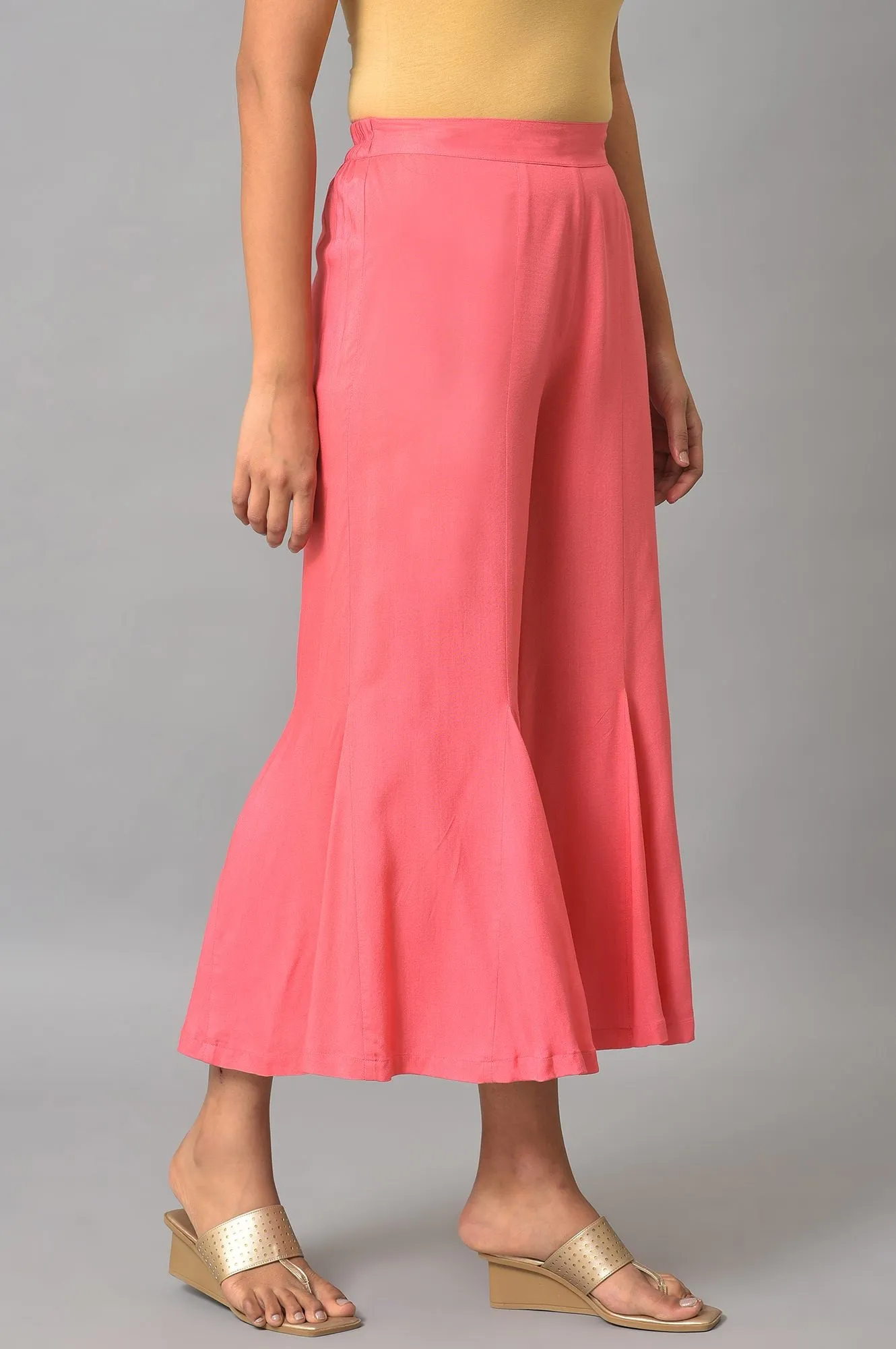 Pink Staight Fit Plus Size Women Palazzo