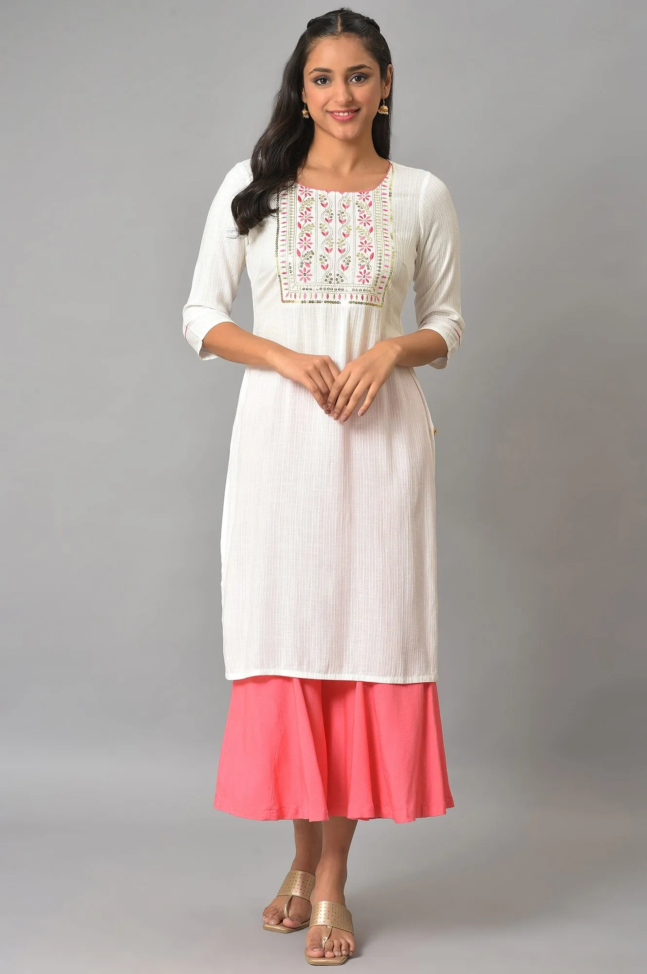 Pink Staight Fit Plus Size Women Palazzo
