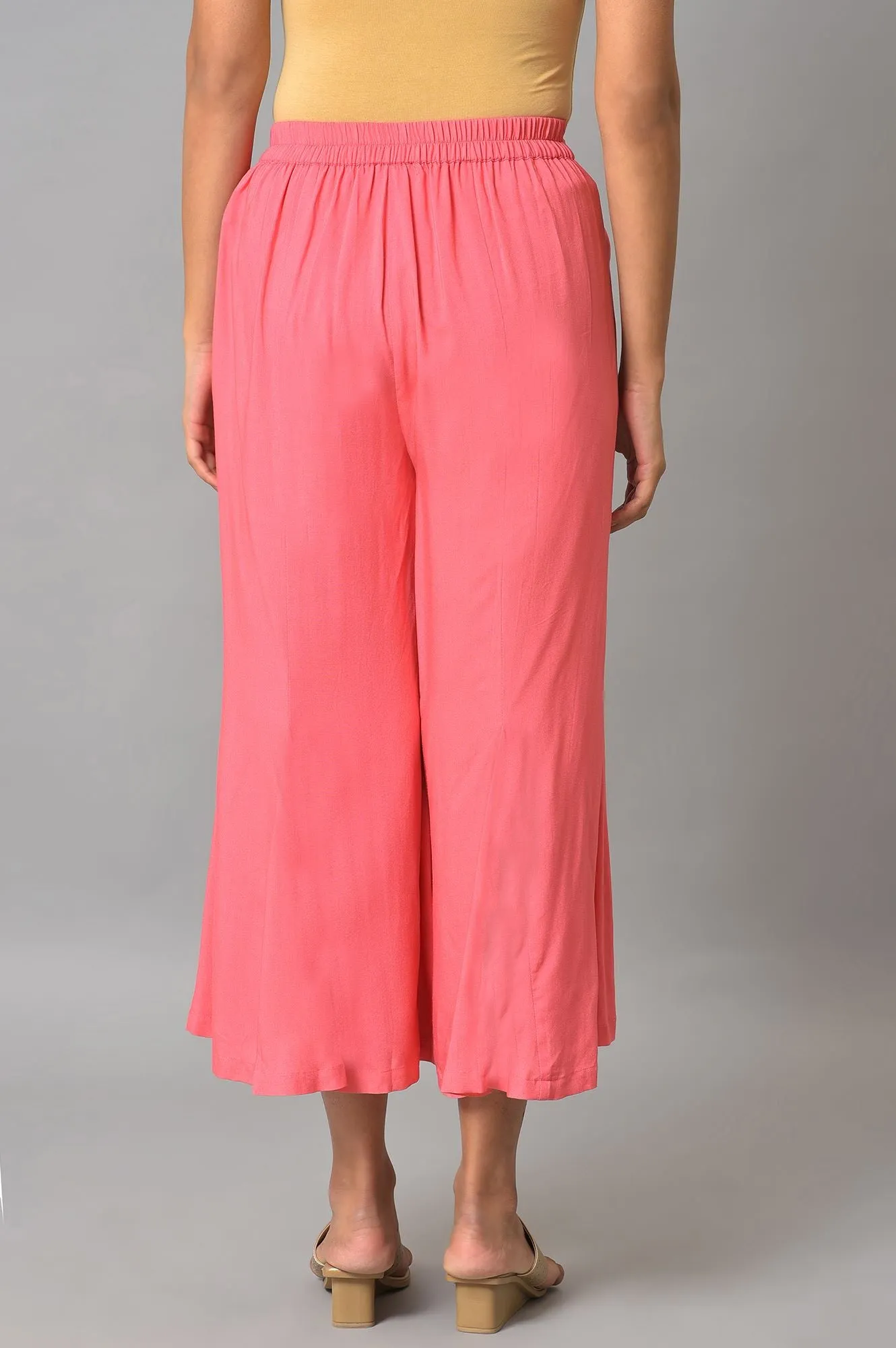 Pink Staight Fit Plus Size Women Palazzo