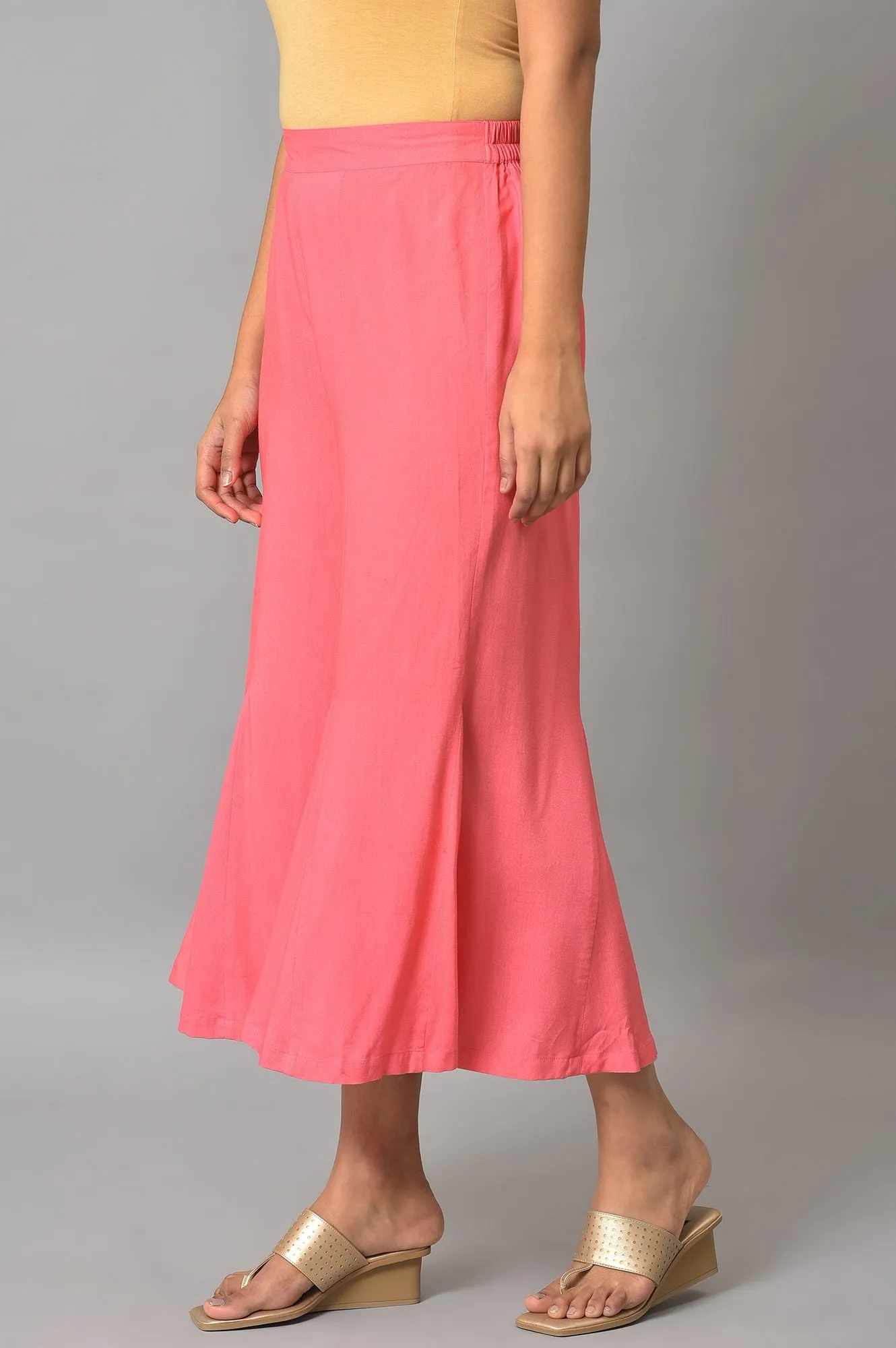 Pink Staight Fit Plus Size Women Palazzo