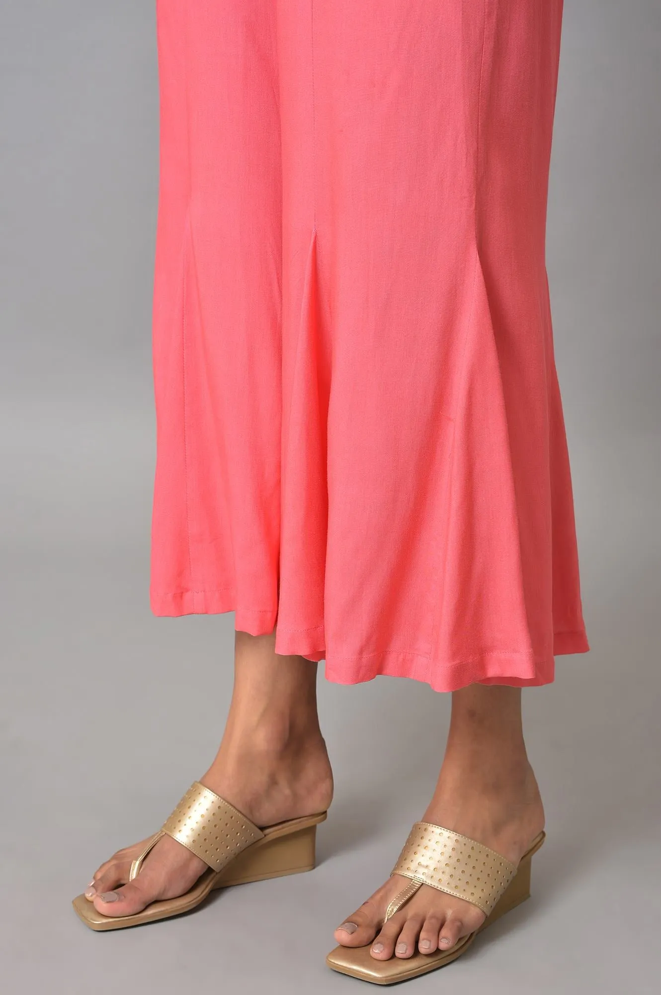 Pink Staight Fit Plus Size Women Palazzo