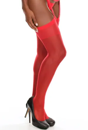 Plain Red Sheer Stockings For Garters