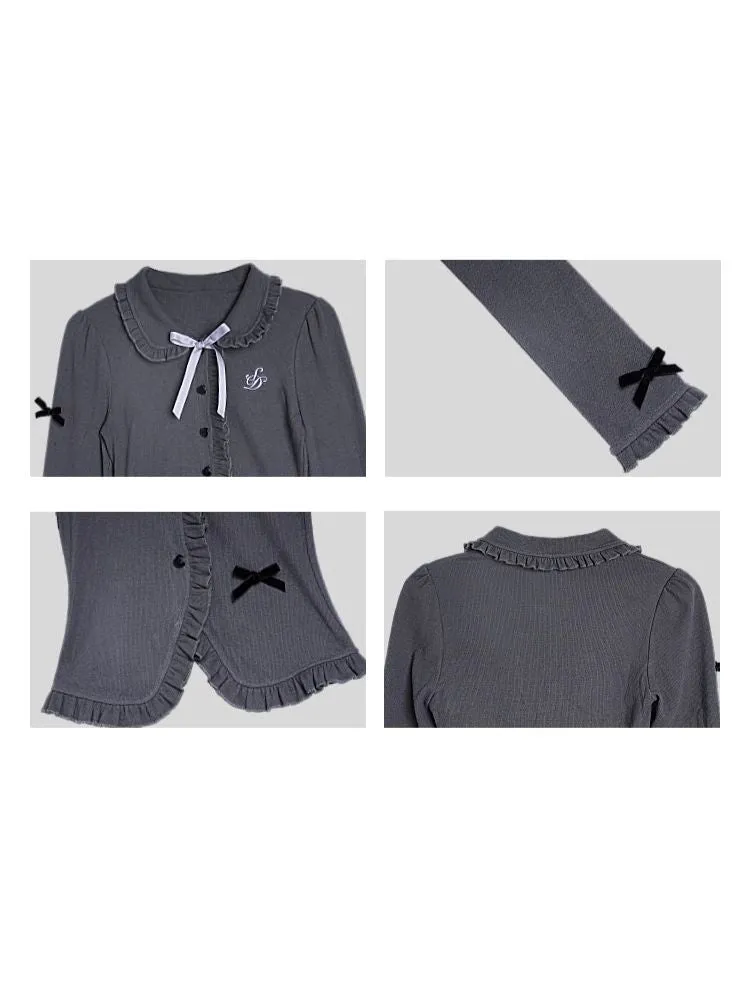 playful gray sweet and cool knitted cardigan