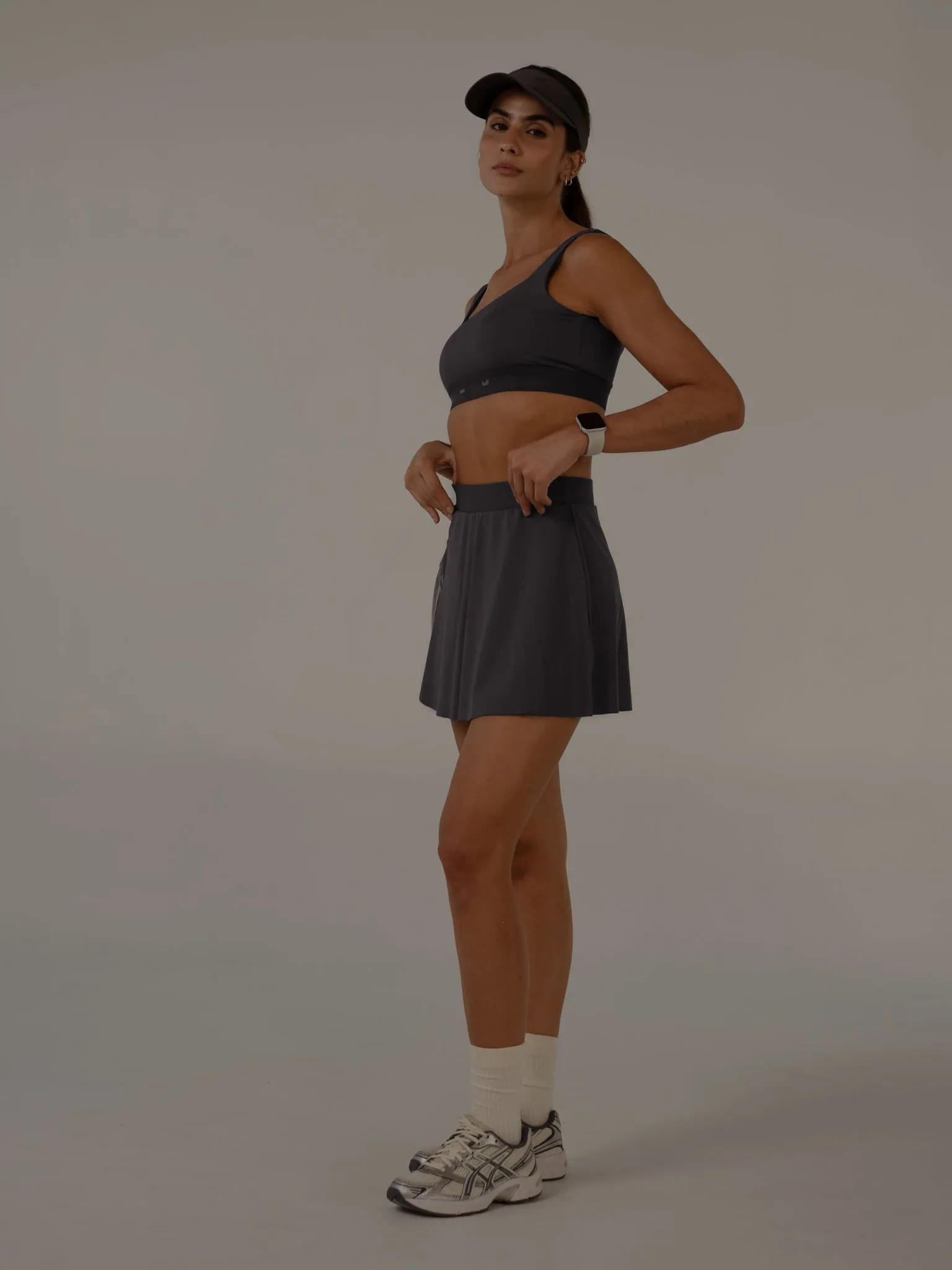 PLEATED CUT SKIRT  - COOL GRAY
