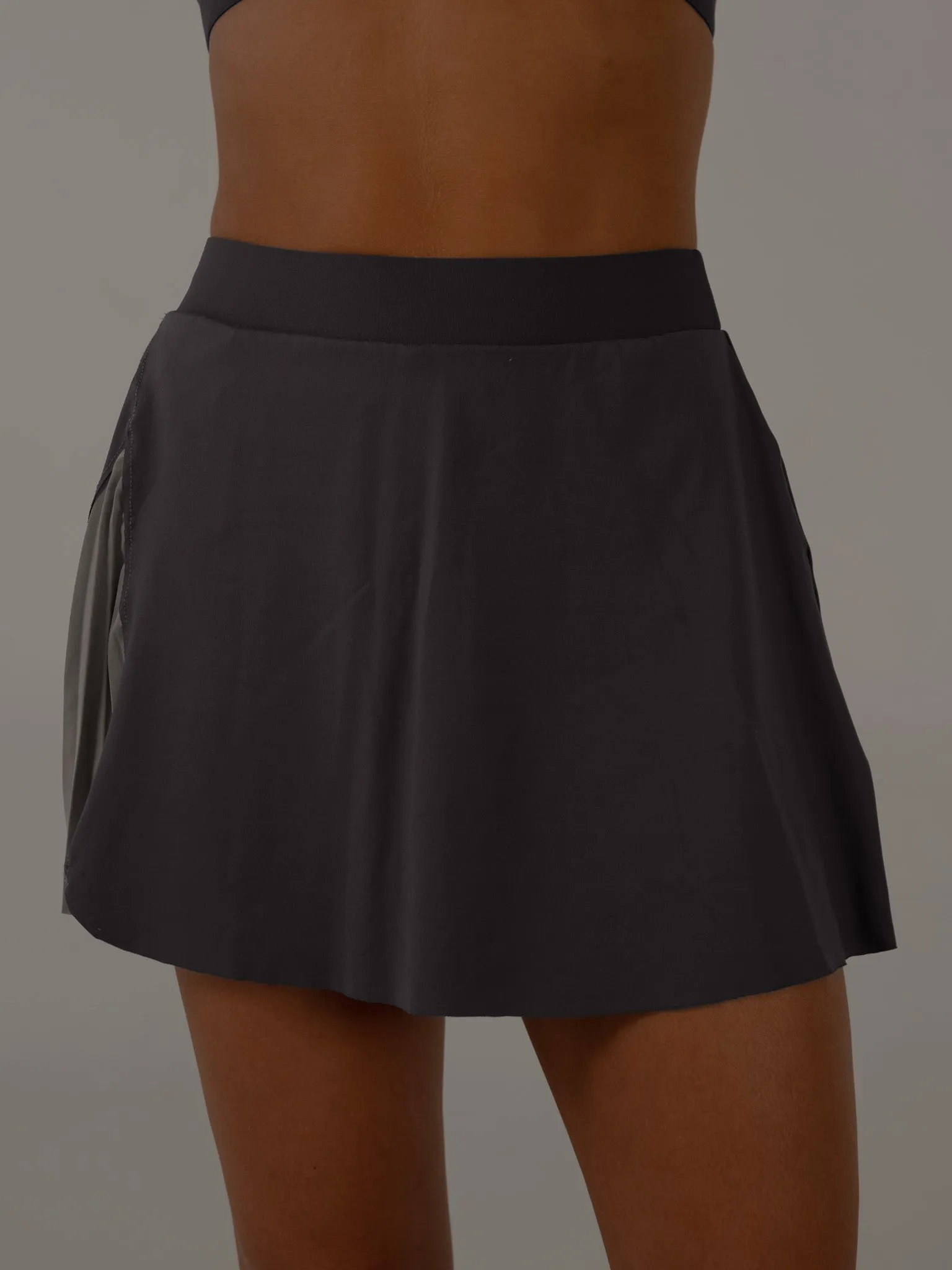 PLEATED CUT SKIRT  - COOL GRAY